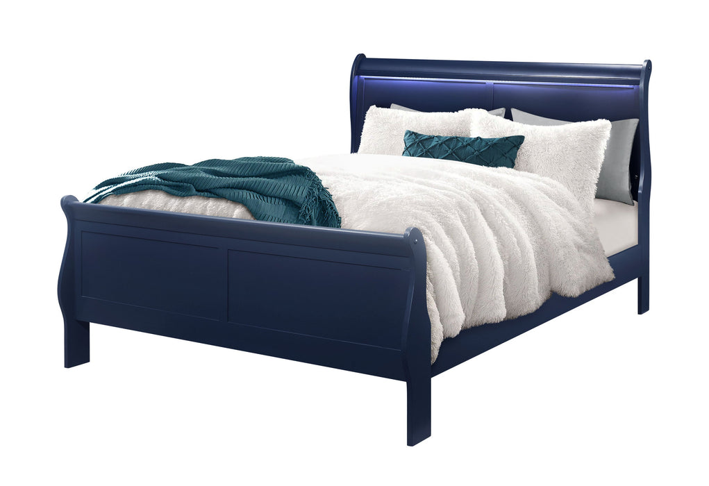 Charlie Blue Queen Bed Group With Led - CHARLIE-BLUE-QBG - Gate Furniture