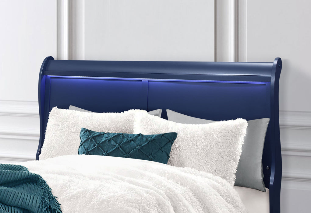 Charlie Blue Queen Bed Group With Led - CHARLIE-BLUE-QBG - Gate Furniture