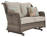 Clear Ridge Light Brown Glider Loveseat with Cushion - P361-835 - Gate Furniture