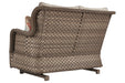 Clear Ridge Light Brown Glider Loveseat with Cushion - P361-835 - Gate Furniture