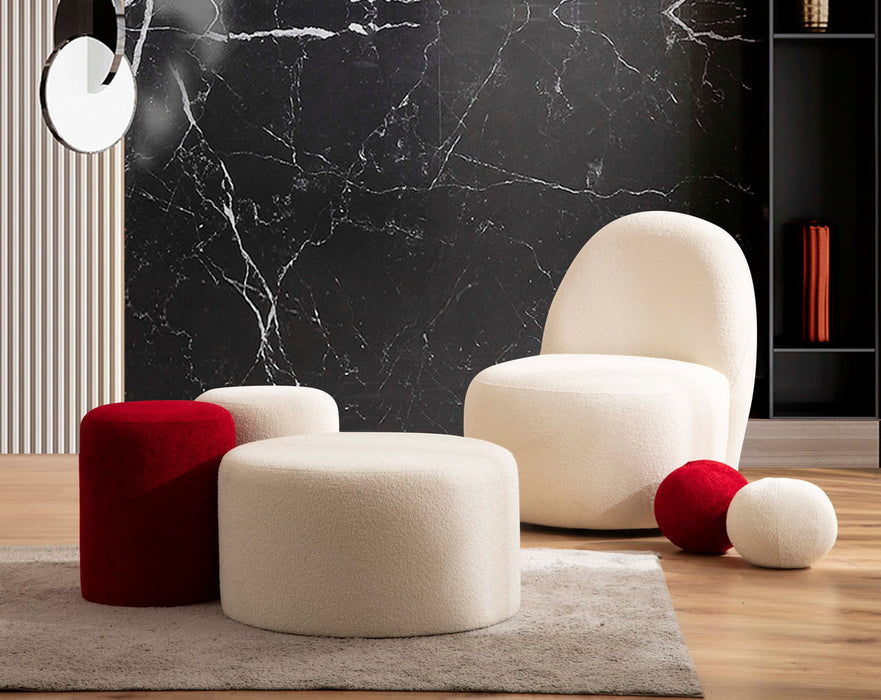 Cloe Ivory Boucle Stool - In Stock Furniture