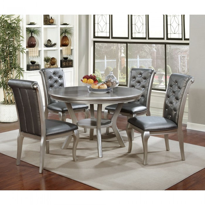 Alina Champagne Round Dining Room Set