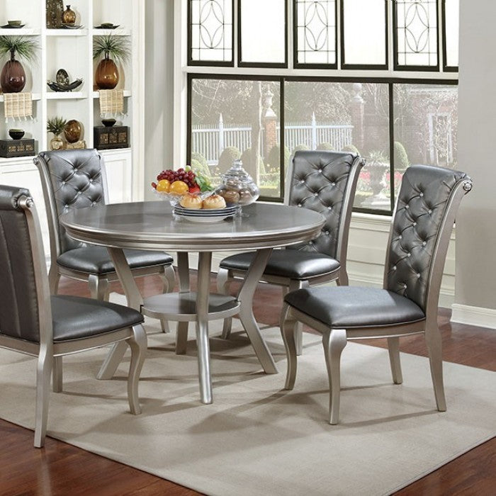 Alina Champagne Round Dining Room Set