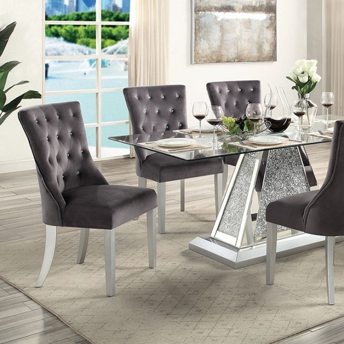 REGENSDORF Metallic Silver/Dark Gray Dining Room Set