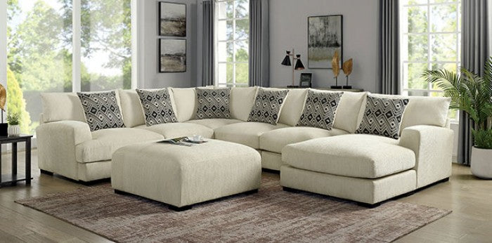 KAYLEE Beige Right Chaise and Ottoman Sectional