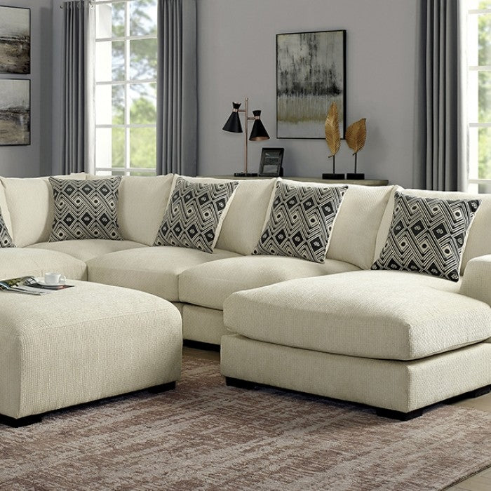 KAYLEE Beige Right Chaise and Ottoman Sectional