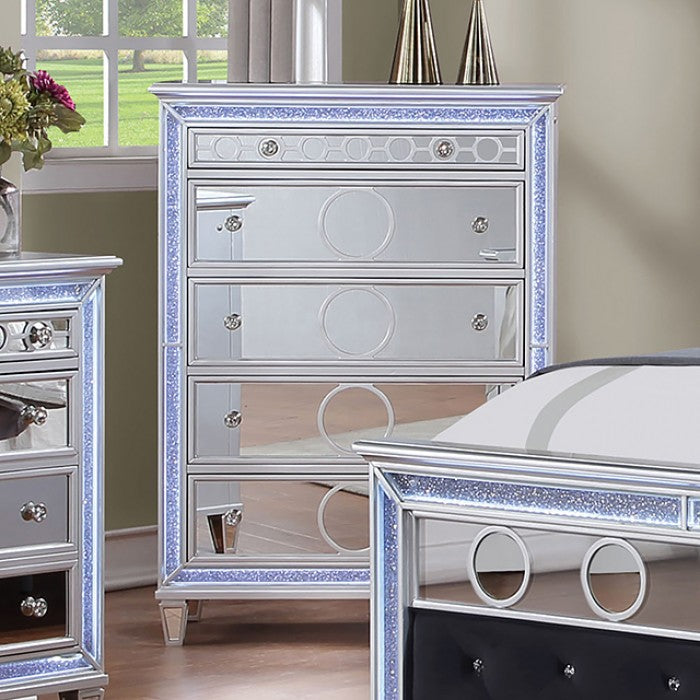 MAIREAD Silver/Navy Bedroom Set