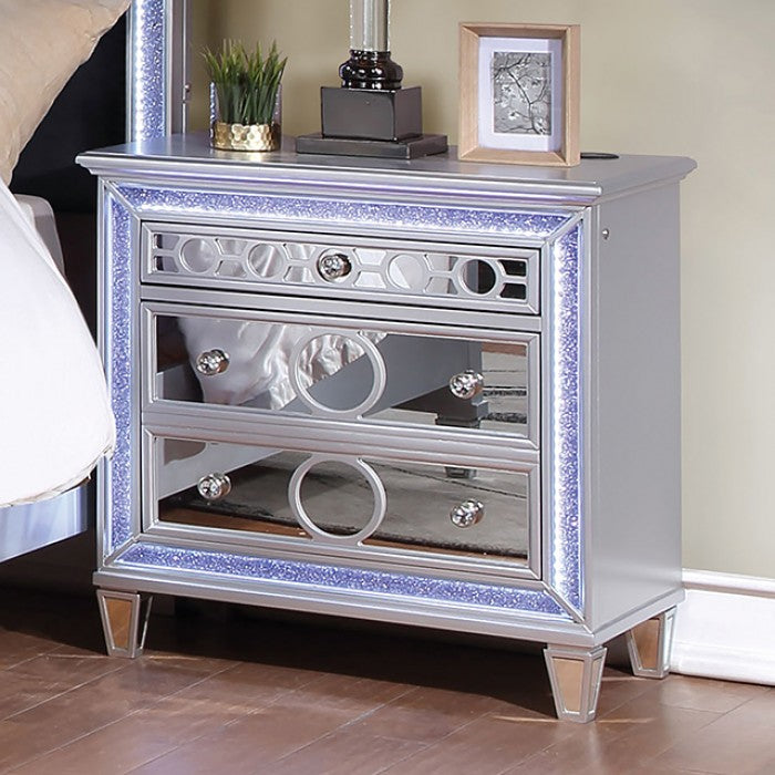 MAIREAD Silver/Navy Bedroom Set