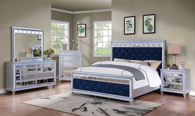 MAIREAD Silver/Navy Bedroom Set