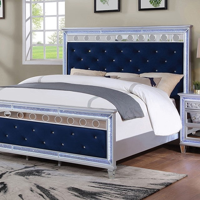 MAIREAD Silver/Navy Bedroom Set