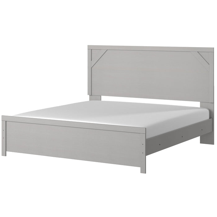 Cottenburg Light Gray-White King Panel Bed - Gate Furniture