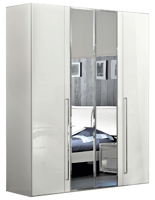 Dama Bianca 4 Door Glass Doors Wardrobe White - i23984 - In Stock Furniture