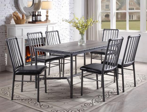 Devar Gray Metal Dining Set - Gate Furniture