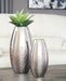 Dinesh Silver Finish Vase (Set of 2) - A2000355 - Gate Furniture