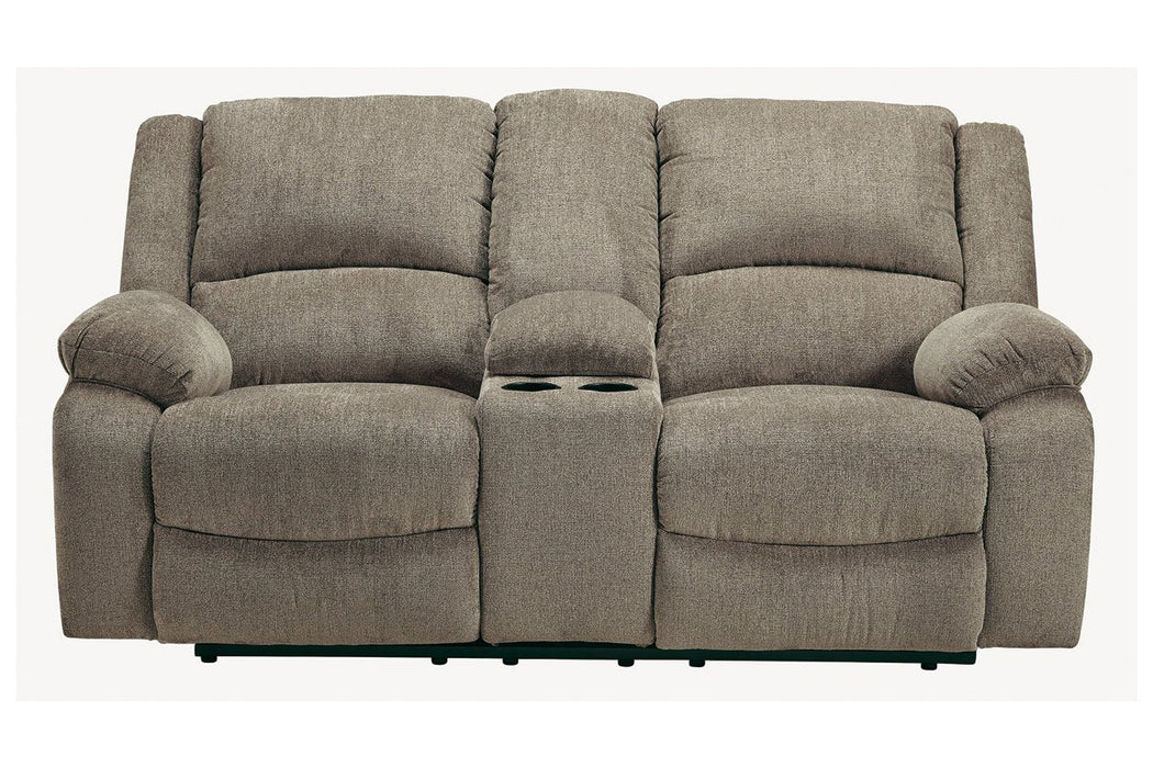 Draycoll Pewter Reclining Loveseat with Console - 7650594 - Gate Furniture