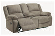 Draycoll Pewter Reclining Loveseat with Console - 7650594 - Gate Furniture