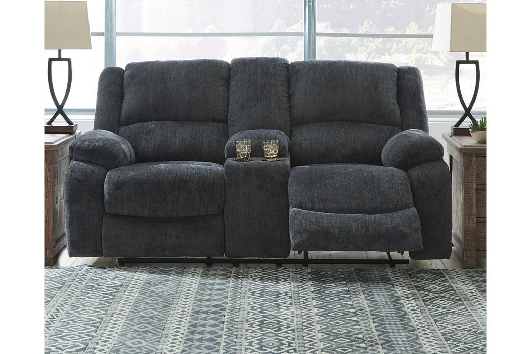 Draycoll Slate Reclining Loveseat with Console - 7650494 - Gate Furniture