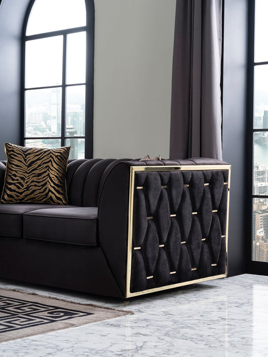 Dream Black Velvet Sofa & Loveseat - DREAMBLACK-SL - Gate Furniture