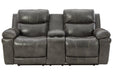 Edmar Charcoal Power Reclining Loveseat with Console - U6480618 - Gate Furniture