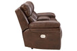 Edmar Chocolate Power Reclining Loveseat with Console - U6480518 - Gate Furniture