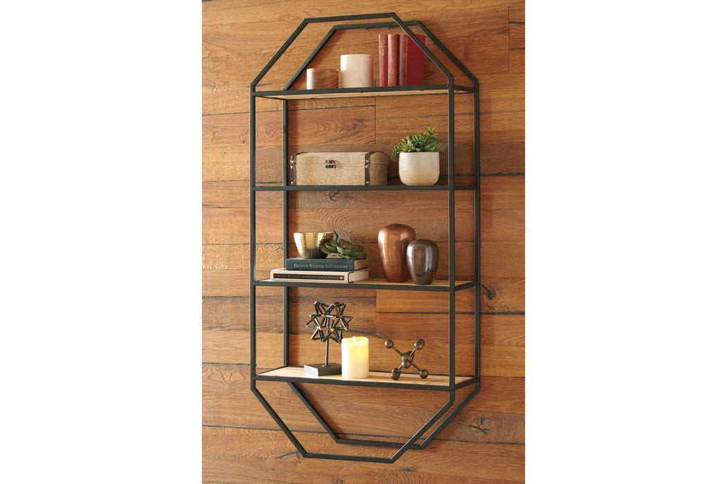 Elea Black/Natural Wall Shelf - A8010097 - Gate Furniture