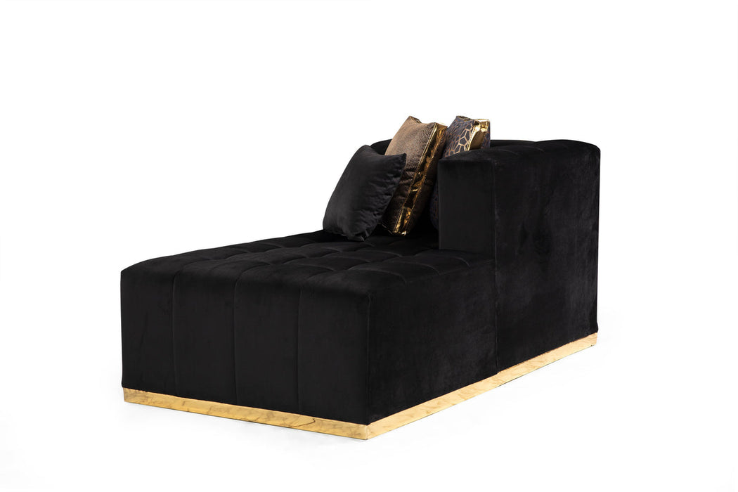 Elisha Black Velvet Double Chaise Sectional - Gate Furniture