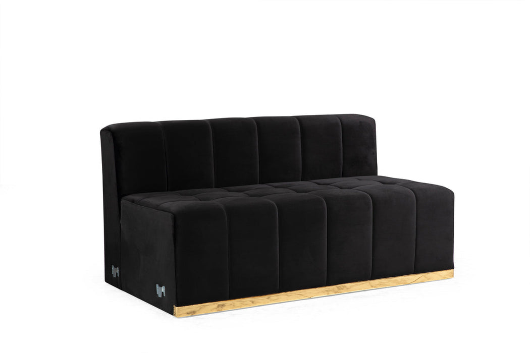 Elisha Black Velvet Double Chaise Sectional - ELISHABLACK-SEC - Gate Furniture