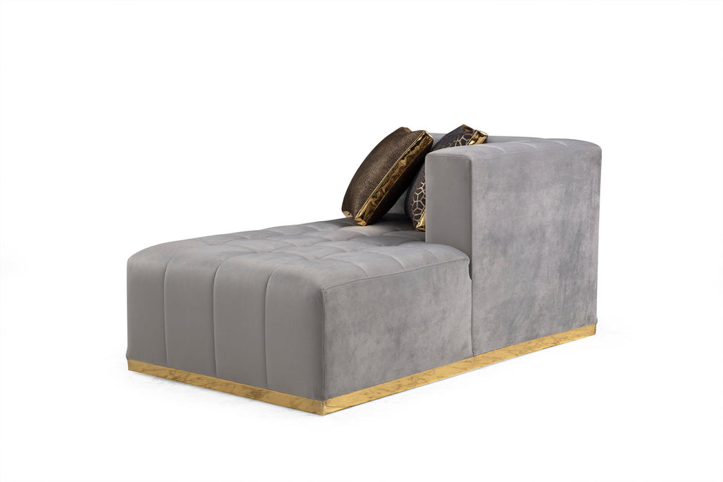 Elisha Gray Velvet Double Chaise Sectional - Gate Furniture