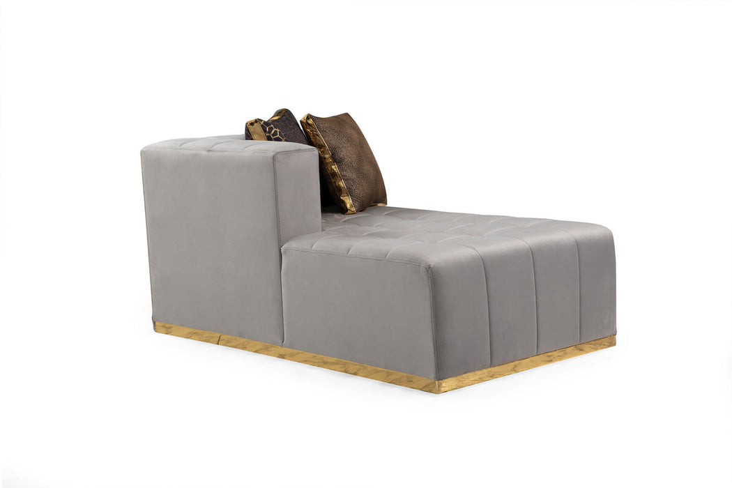 Elisha Gray Velvet Double Chaise Sectional - Gate Furniture