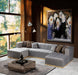 Elisha Gray Velvet Double Chaise Sectional - Gate Furniture