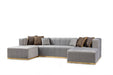 Elisha Gray Velvet Double Chaise Sectional - Gate Furniture