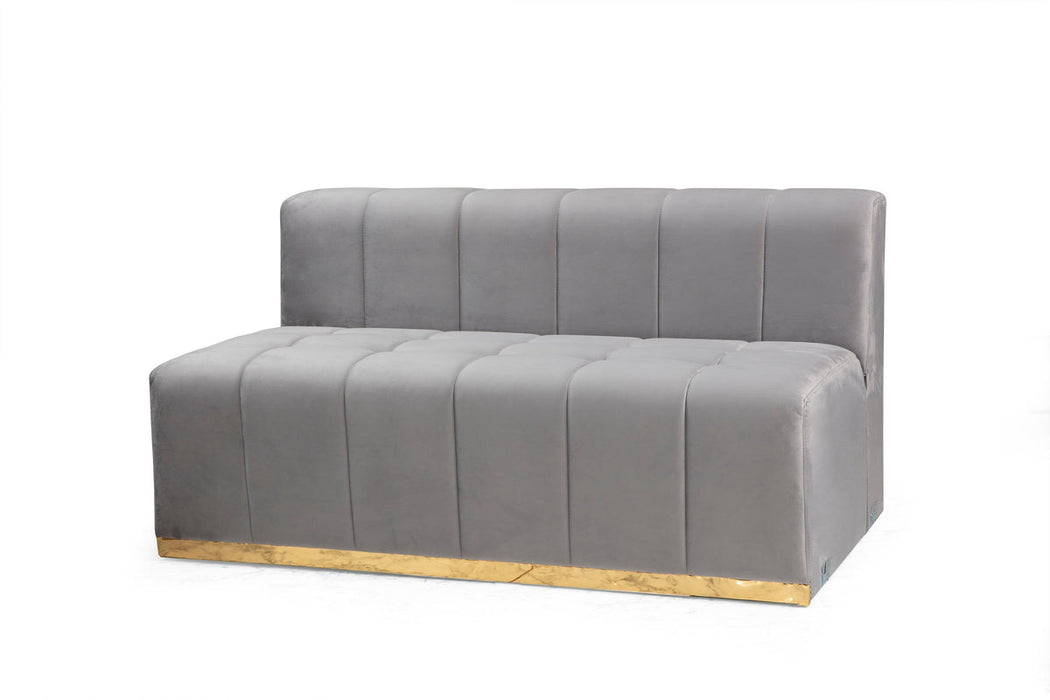 Elisha Gray Velvet Double Chaise Sectional - Gate Furniture