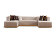 Elisha Ivory Velvet Double Chaise Sectional - Gate Furniture