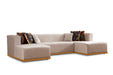 Elisha Ivory Velvet Double Chaise Sectional - Gate Furniture