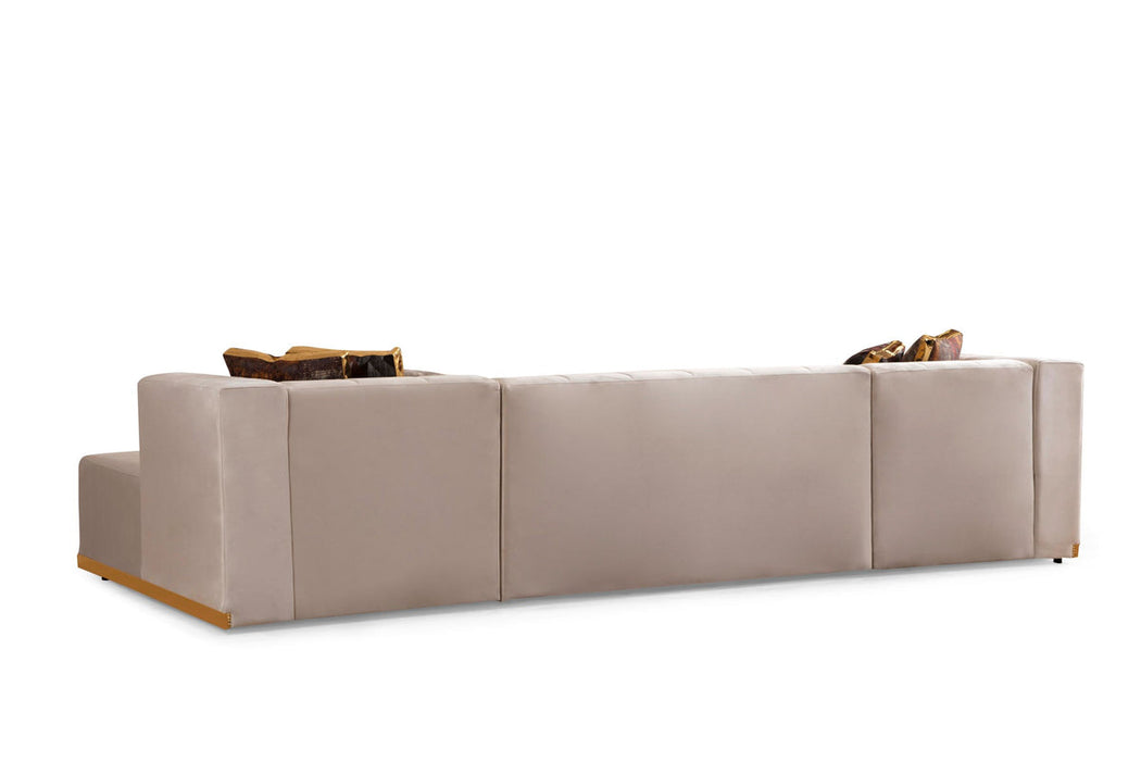 Elisha Ivory Velvet Double Chaise Sectional - Gate Furniture