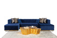 Elisha Navy Velvet Double Chaise Sectional - Gate Furniture