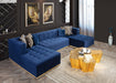 Elisha Navy Velvet Double Chaise Sectional - Gate Furniture