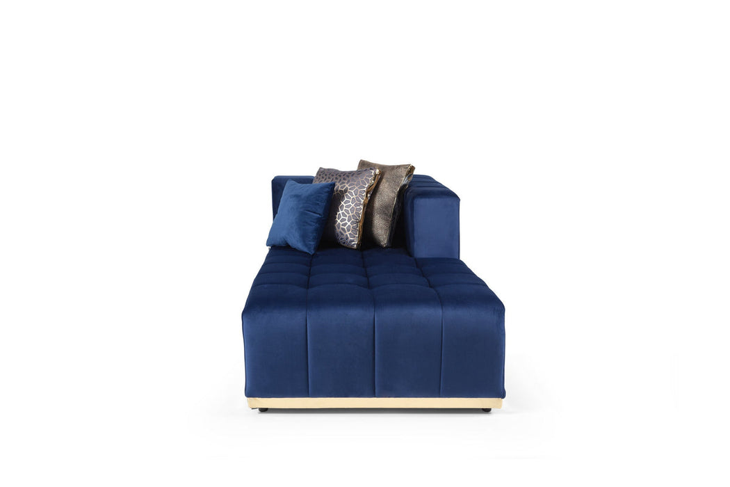 Elisha Navy Velvet Double Chaise Sectional - Gate Furniture