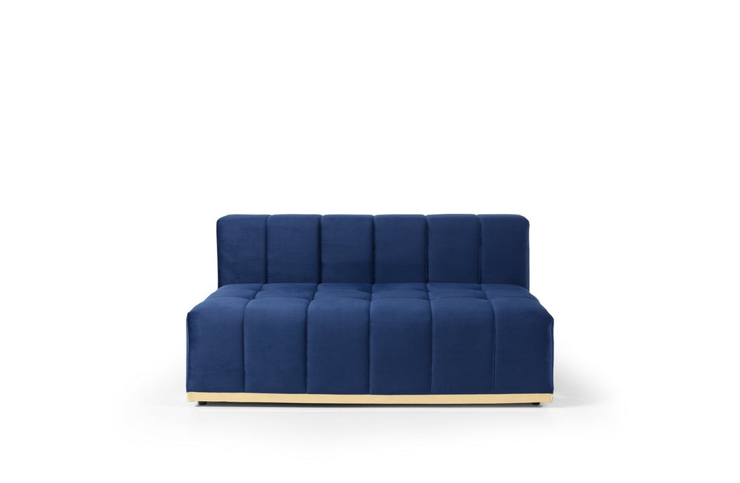 Elisha Navy Velvet Double Chaise Sectional - Gate Furniture