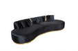 Ella Black Velvet Curved Sectional - Gate Furniture