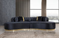 Ella Black Velvet Curved Sectional - ELLABLACK-SEC - Gate Furniture