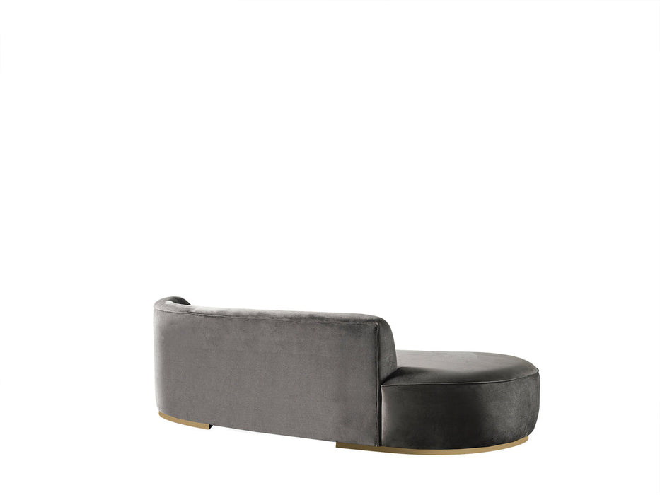 Ella Gray Velvet Chaise Lounge - In Stock Furniture