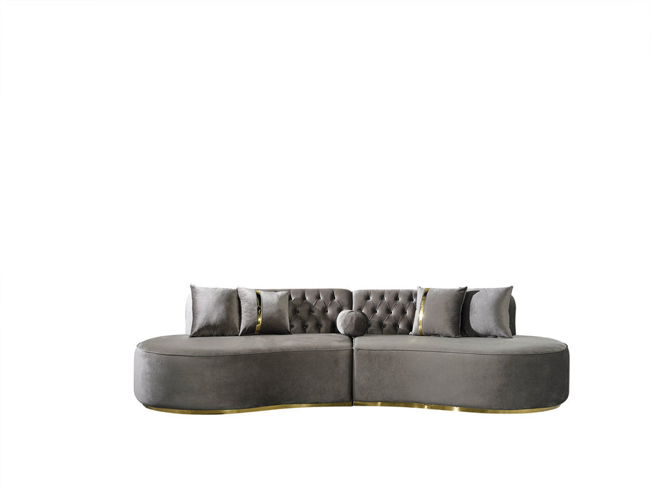 Ella Gray Velvet Curved Sectional - Gate Furniture