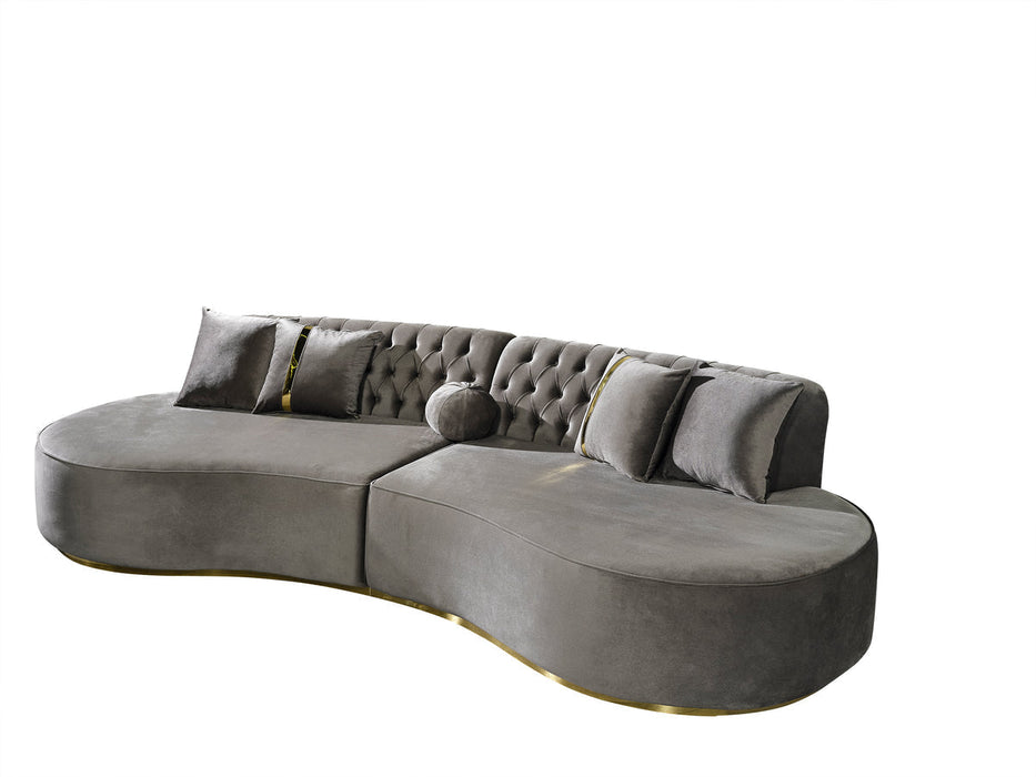 Ella Gray Velvet Curved Sectional - Gate Furniture