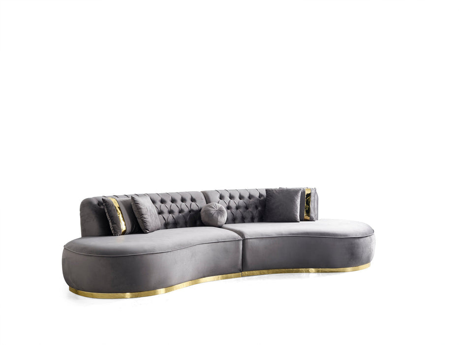 Ella Gray Velvet Curved Sectional - ELLAGRAY-SEC - Gate Furniture