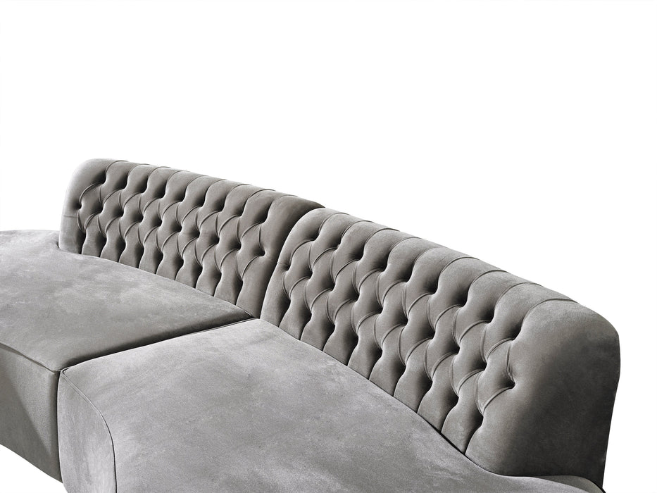 Ella Gray Velvet Curved Sectional