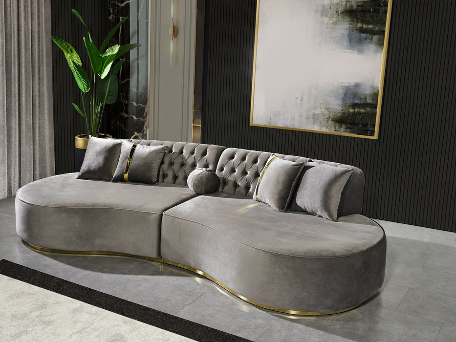 Ella Gray Velvet Curved Sectional