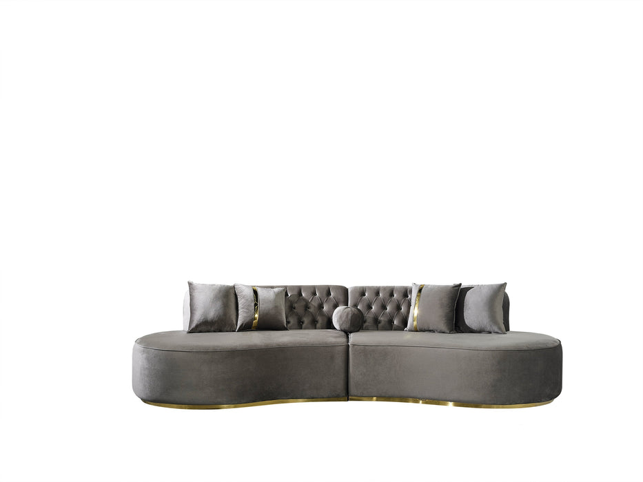 Ella Gray Velvet Curved Sectional