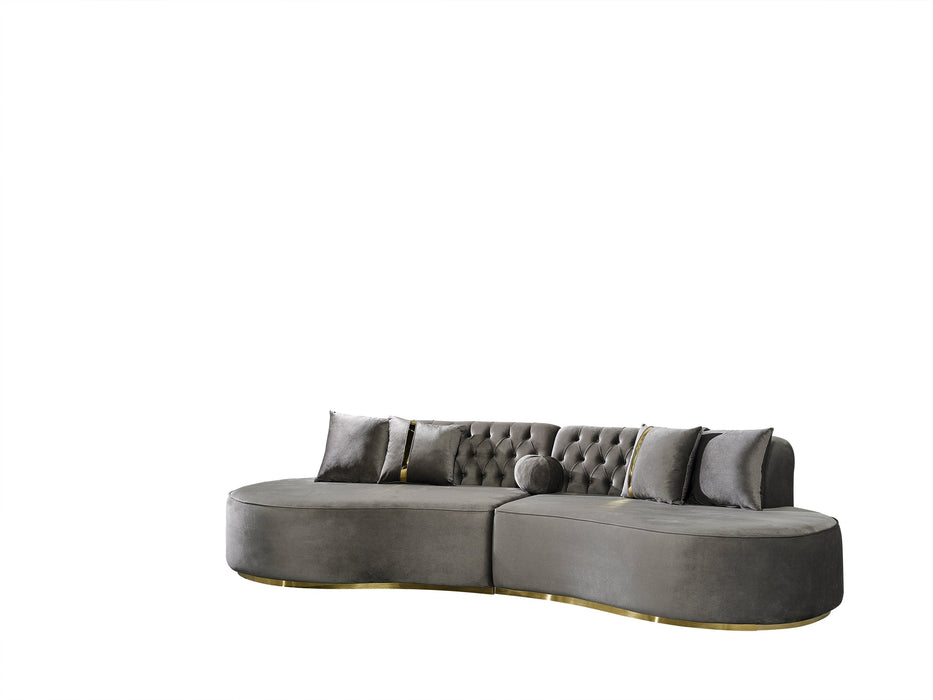 Ella Gray Velvet Curved Sectional