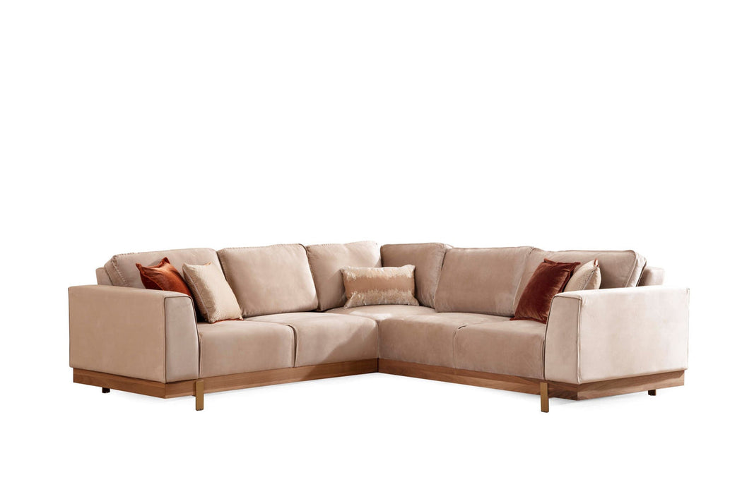 Emily Beige Velvet 2 Pc Sectional - Gate Furniture